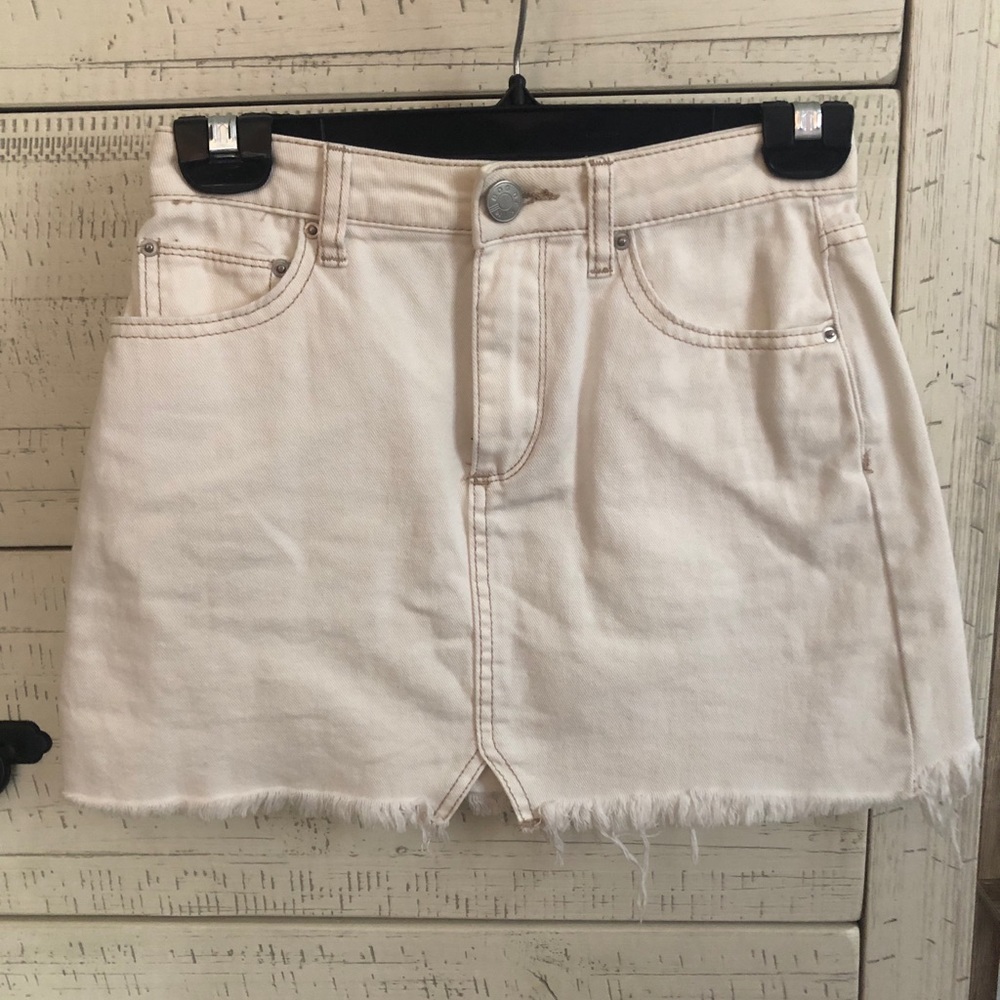 BDG white denim skirt